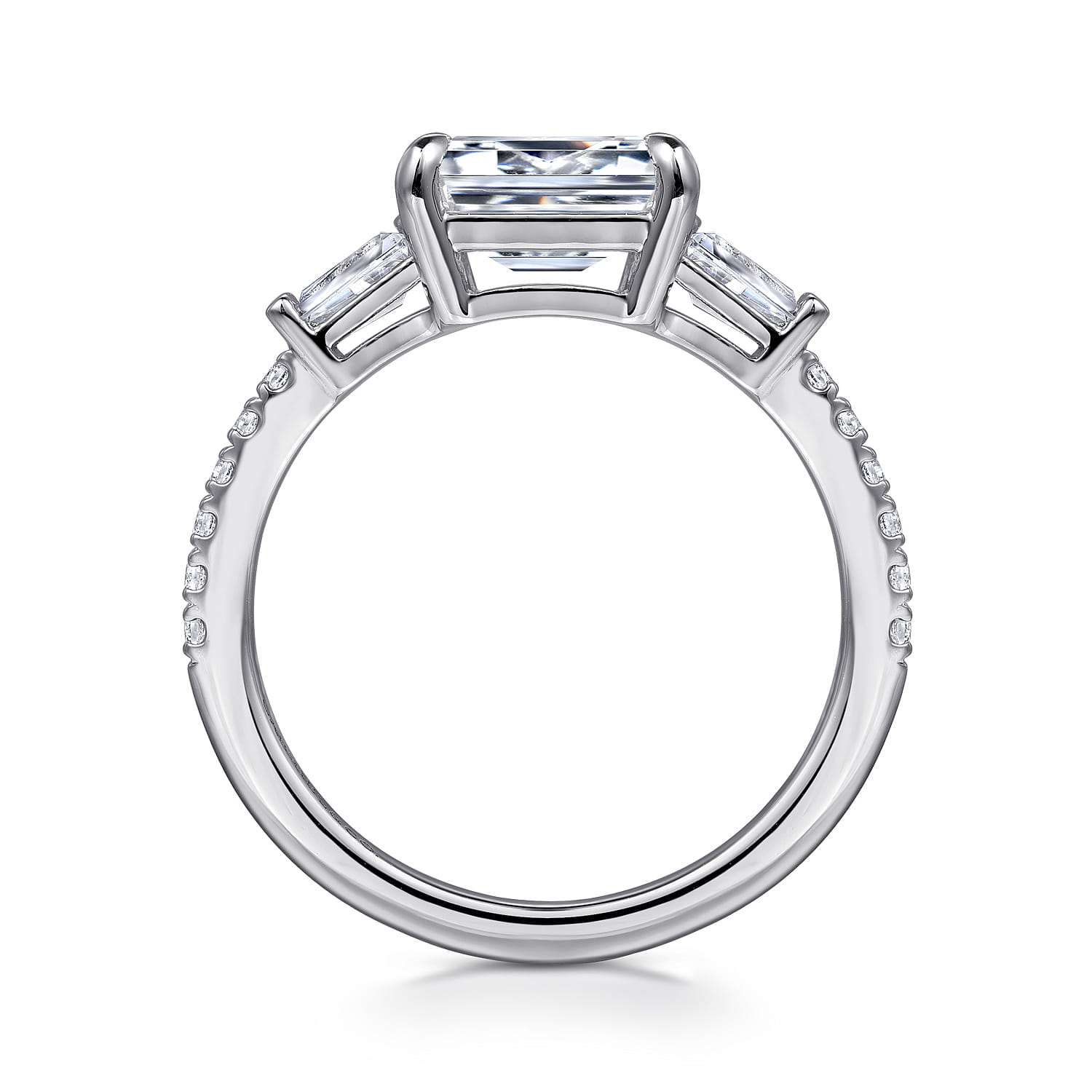 Cassidy - 14K White Gold Emerald Cut Three Stone Diamond Engagement Ring - 0.5 ct - Shot 2