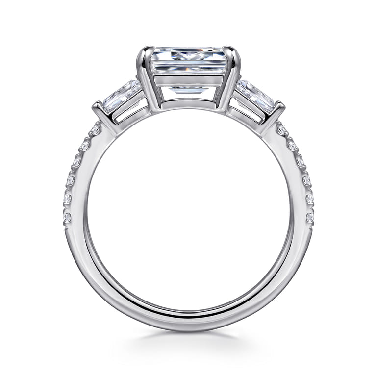Cassidy - 14K White Gold Emerald Cut Three Stone Diamond Engagement Ring - 0.5 ct - Shot 2
