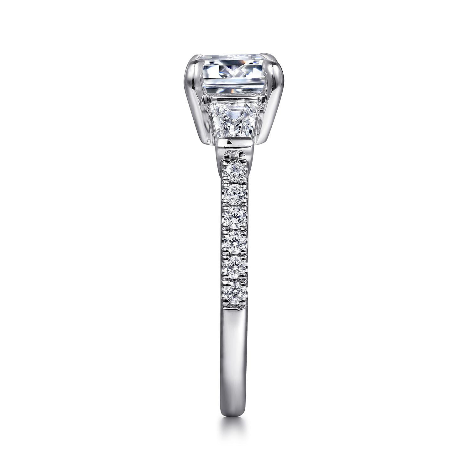 Cassidy - 14K White Gold Emerald Cut Three Stone Diamond Engagement Ring - 0.5 ct - Shot 5
