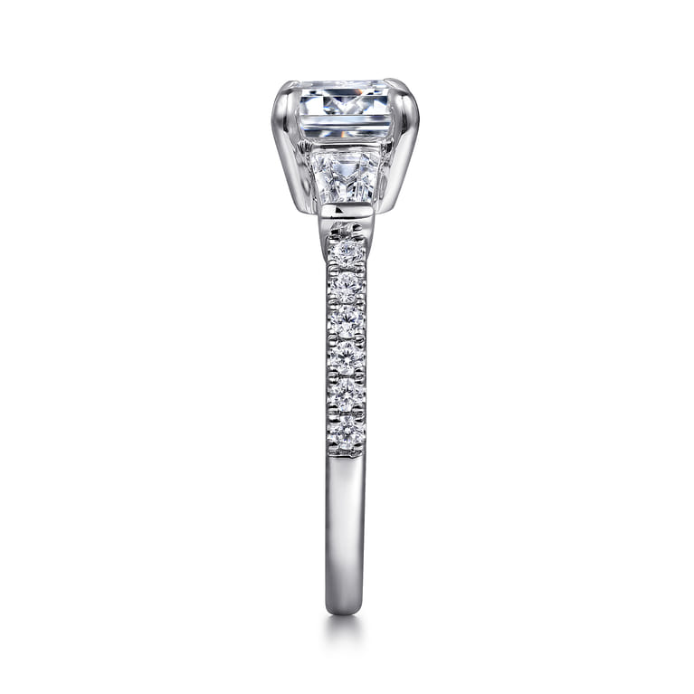 Cassidy - 14K White Gold Emerald Cut Three Stone Diamond Engagement Ring - 0.5 ct - Shot 5