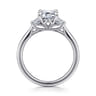 Devon - 14K White Gold Emerald Cut Three Stone Lotus Diamond Engagement Ring - 0.38 ct