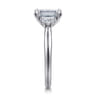 Devon - 14K White Gold Emerald Cut Three Stone Lotus Diamond Engagement Ring - 0.38 ct