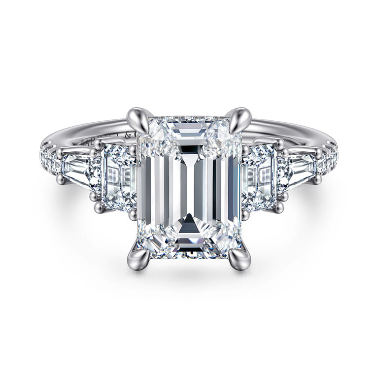 Genni - 14K White Gold Emerald Cut Diamond Engagement Ring - 1.08 ct - Shot 1