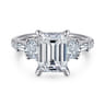 Genni - 14K White Gold Emerald Cut Diamond Engagement Ring - 1.08 ct