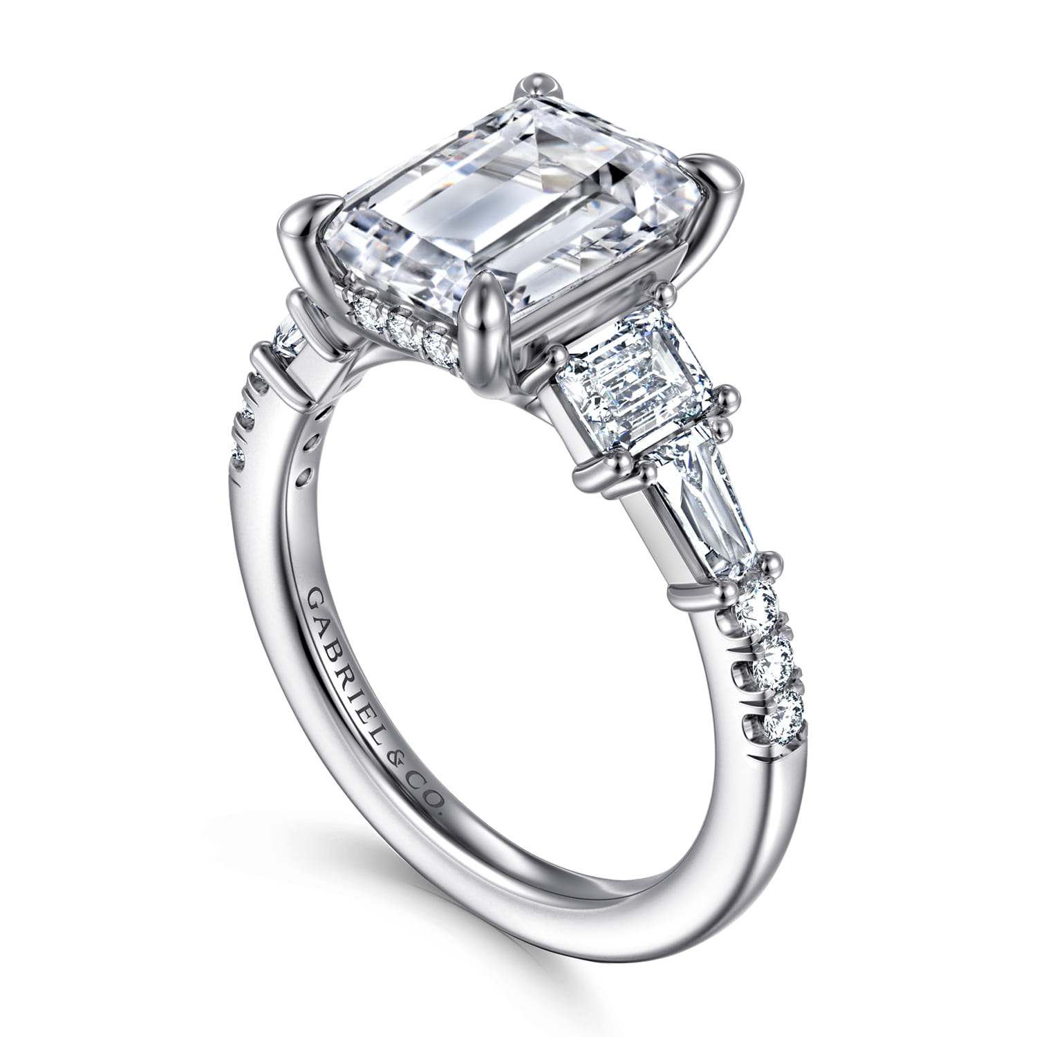Genni - 14K White Gold Emerald Cut Diamond Engagement Ring - 1.08 ct - Shot 3