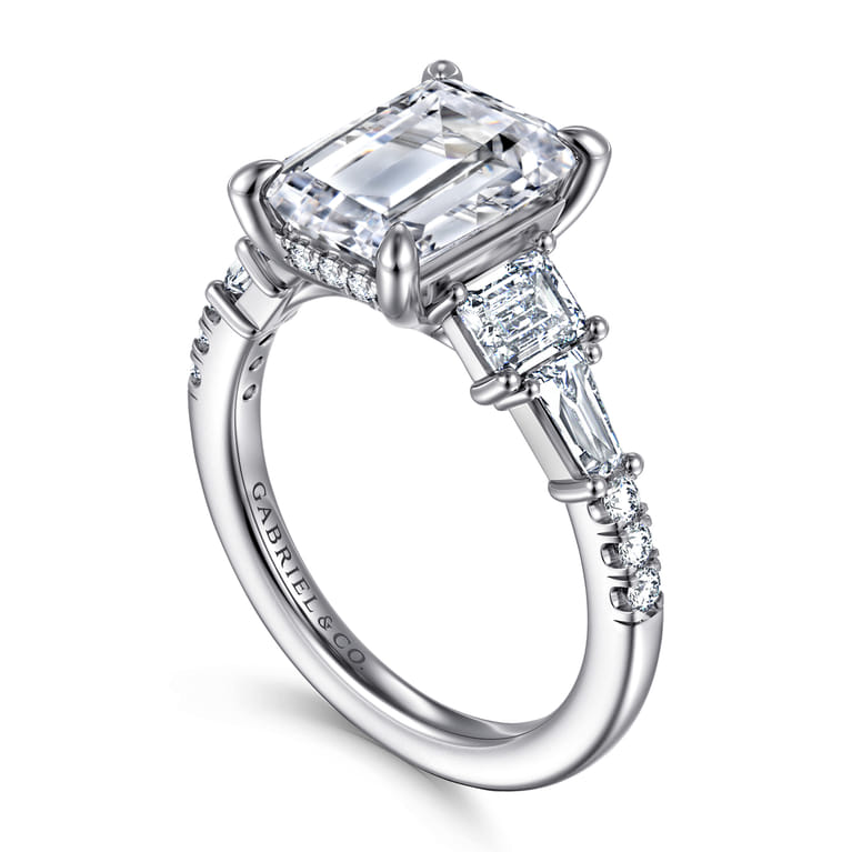 Genni - 14K White Gold Emerald Cut Diamond Engagement Ring - 1.08 ct - Shot 3