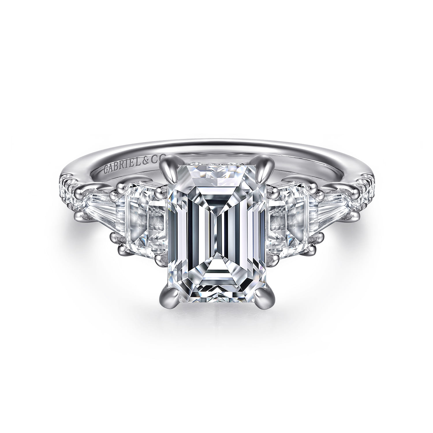 Genni - 14K White Gold Emerald Cut Diamond Engagement Ring - 1 ct - Shot 1