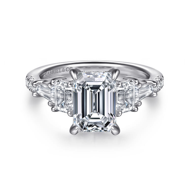 Genni - 14K White Gold Emerald Cut Diamond Engagement Ring - 1 ct - Shot 1
