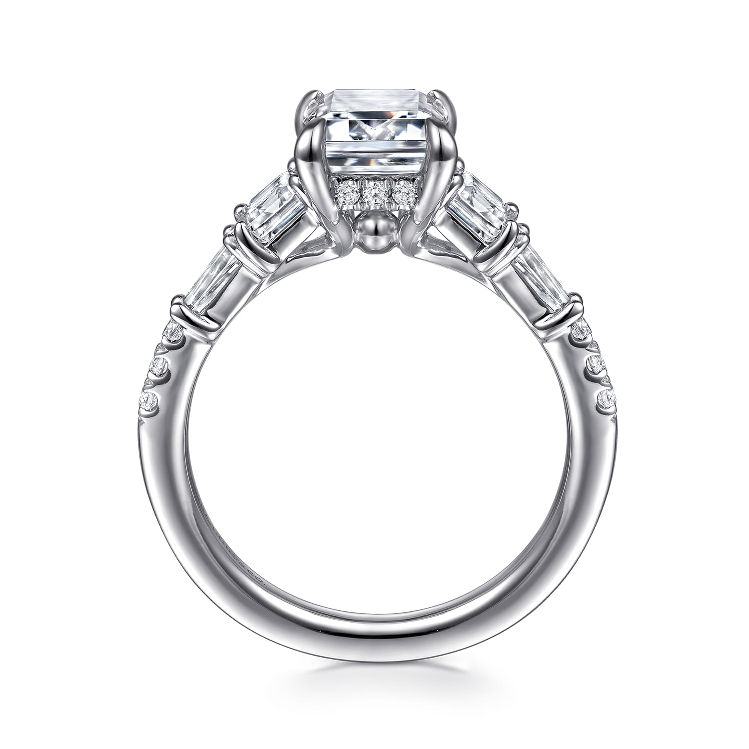 Genni - 14K White Gold Emerald Cut Diamond Engagement Ring - 1 ct - Shot 2