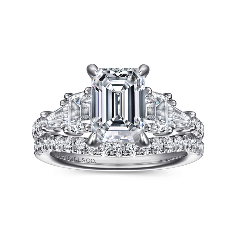 Genni - 14K White Gold Emerald Cut Diamond Engagement Ring - 1 ct - Shot 4
