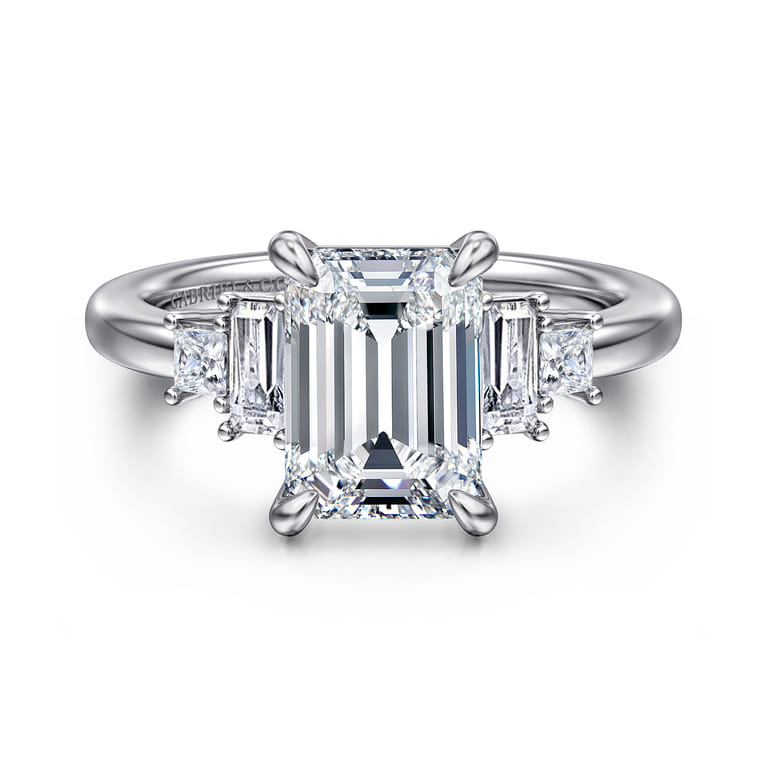 Aguilena - 14K White Gold Emerald Cut Diamond Engagement Ring - 0.3 ct - Shot 1