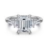 Aguilena - 14K White Gold Emerald Cut Diamond Engagement Ring - 0.3 ct