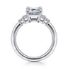 Aguilena - 14K White Gold Emerald Cut Diamond Engagement Ring - 0.3 ct