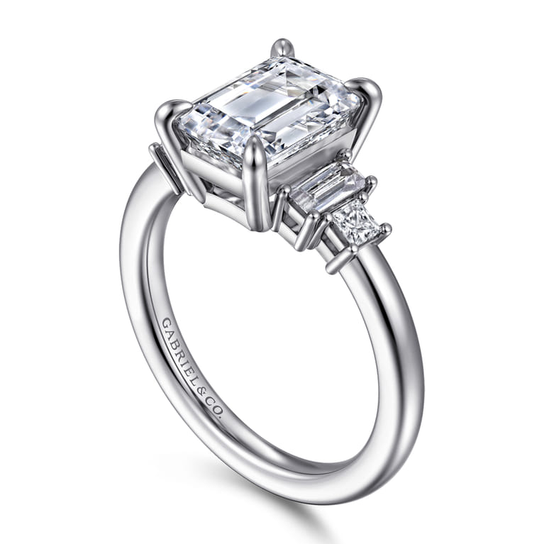 Aguilena - 14K White Gold Emerald Cut Diamond Engagement Ring - 0.3 ct - Shot 3