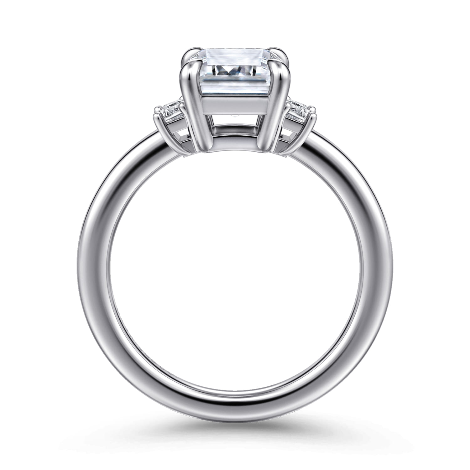 Alaminos - 14K White Gold Emerald Cut Three Stone Diamond Engagement Ring - 0.19 ct - Shot 2