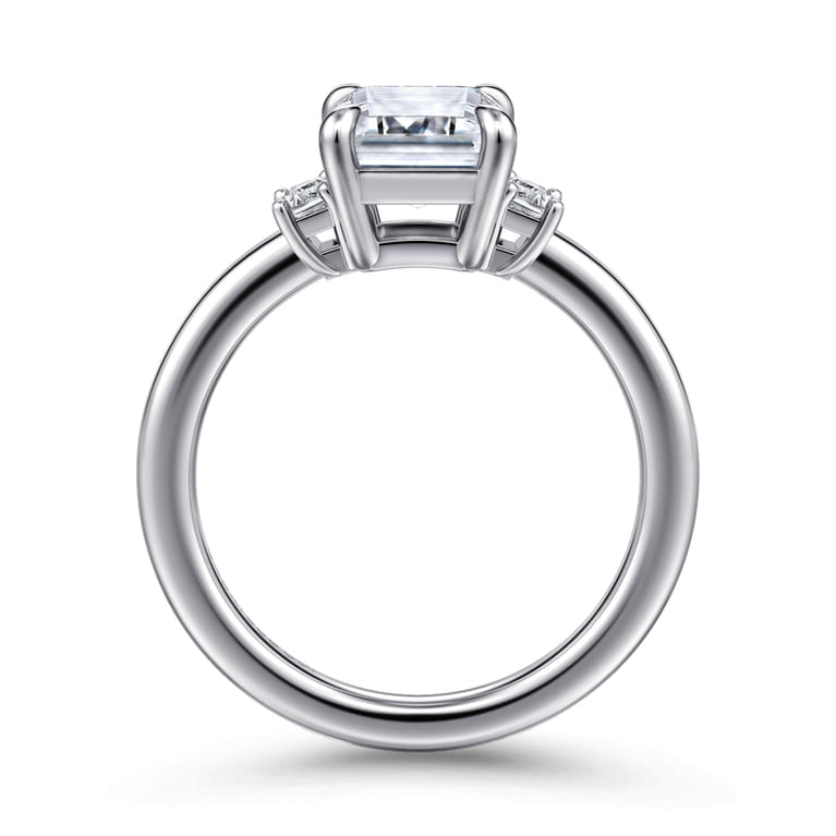 Alaminos - 14K White Gold Emerald Cut Three Stone Diamond Engagement Ring - 0.19 ct - Shot 2