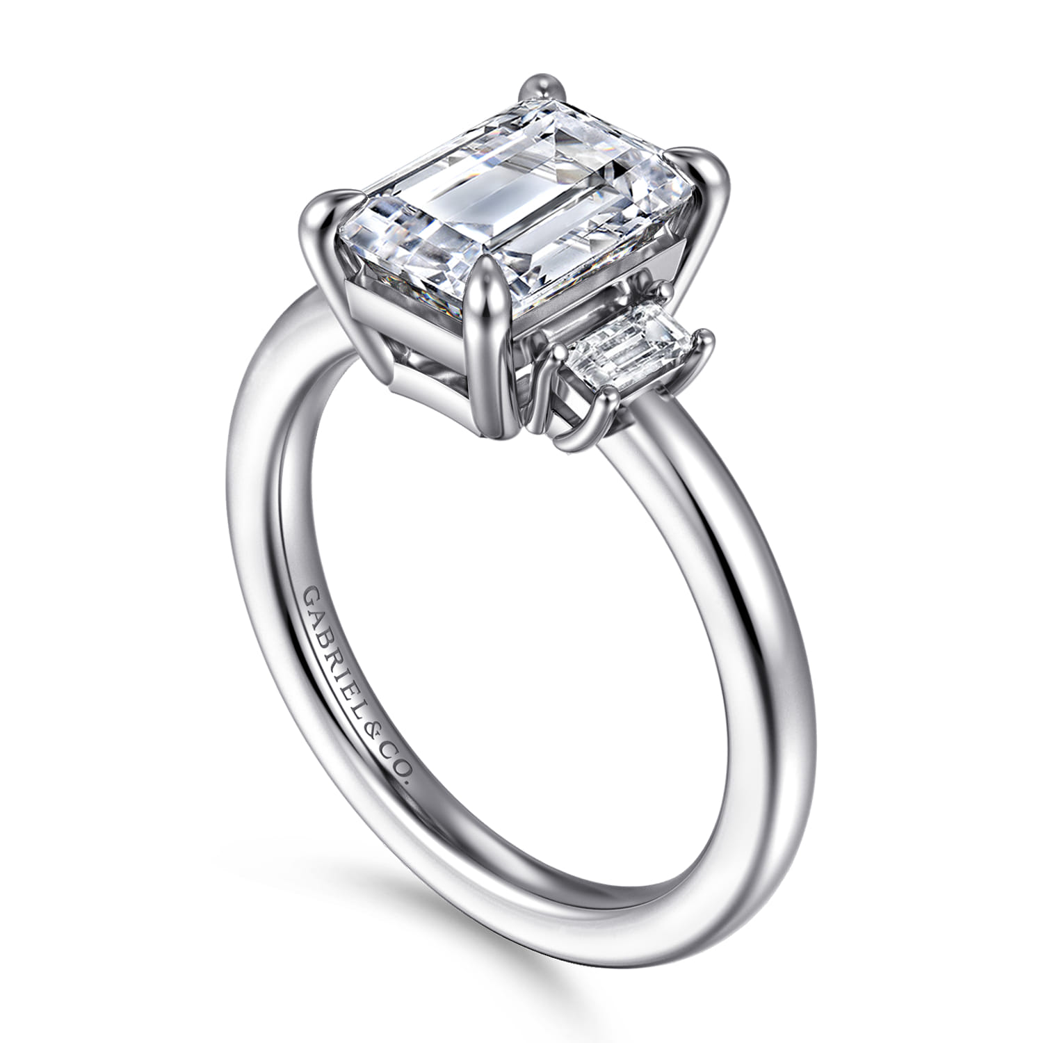 Alaminos - 14K White Gold Emerald Cut Three Stone Diamond Engagement Ring - 0.19 ct - Shot 3