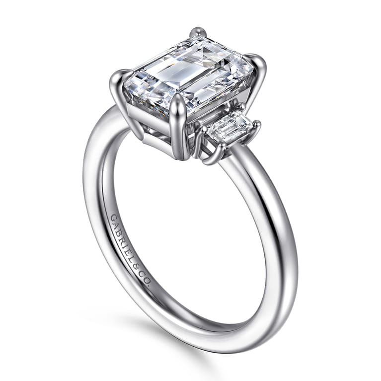 Alaminos - 14K White Gold Emerald Cut Three Stone Diamond Engagement Ring - 0.19 ct - Shot 3