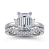 Alaminos - 14K White Gold Emerald Cut Three Stone Diamond Engagement Ring - 0.19 ct