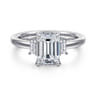 Alaminos - 14K White Gold Emerald Cut Three Stone Diamond Engagement Ring - 0.19 ct