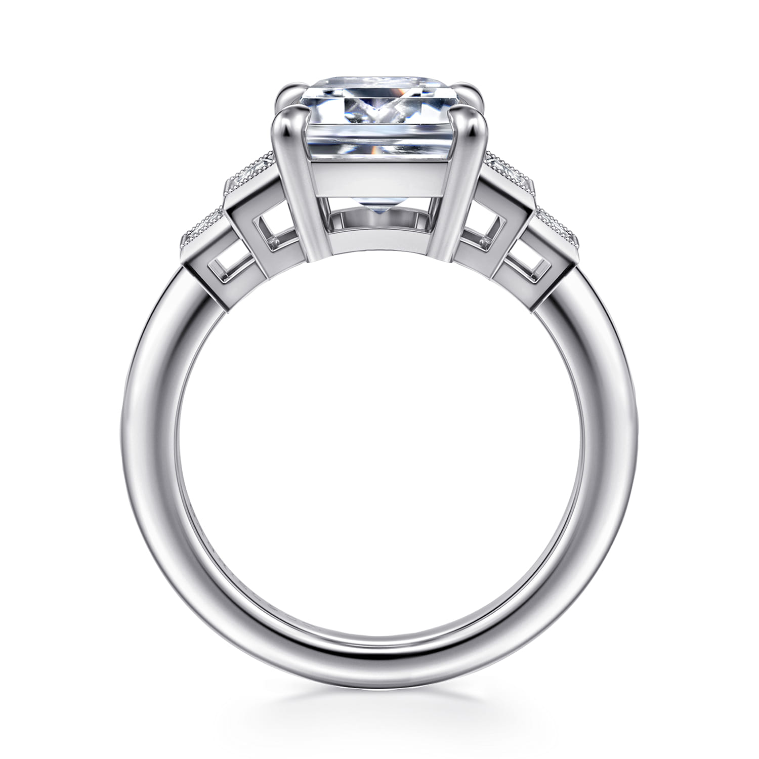 Andre - 14K White Gold Emerald Cut Diamond Engagement Ring - 0.5 ct - Shot 2