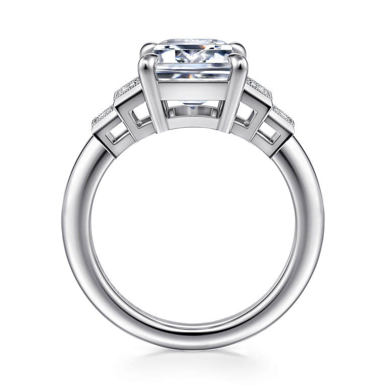 Andre - 14K White Gold Emerald Cut Diamond Engagement Ring - 0.5 ct - Shot 2