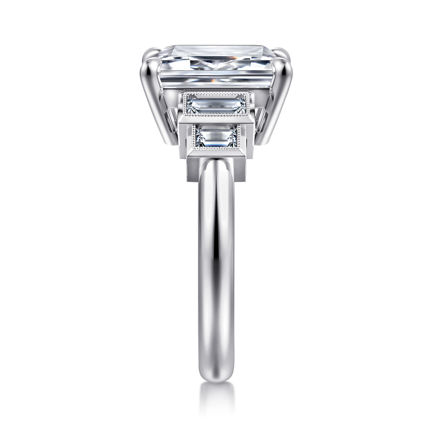 Andre - 14K White Gold Emerald Cut Diamond Engagement Ring - 0.5 ct - Shot 4