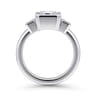 Nelle - 14K White Gold Emerald Cut Three Stone Diamond Engagement Ring - 0.3 ct