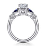 Carrie - 14K White Gold Emerald Cut Five Stone Sapphire and Diamond Engagement Ring - 0.1 ct
