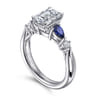 Carrie - 14K White Gold Emerald Cut Five Stone Sapphire and Diamond Engagement Ring - 0.1 ct