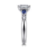 Carrie - 14K White Gold Emerald Cut Five Stone Sapphire and Diamond Engagement Ring - 0.1 ct