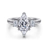 Sanaa - 14K White Gold Marquise Shape 3 Stone Diamond Engagement Ring - 0.4 ct