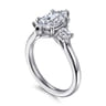 Sanaa - 14K White Gold Marquise Shape 3 Stone Diamond Engagement Ring - 0.4 ct