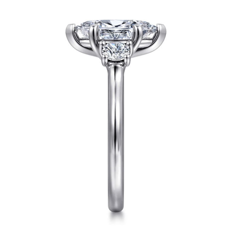 Sanaa - 14K White Gold Marquise Shape 3 Stone Diamond Engagement Ring - 0.4 ct - Shot 4