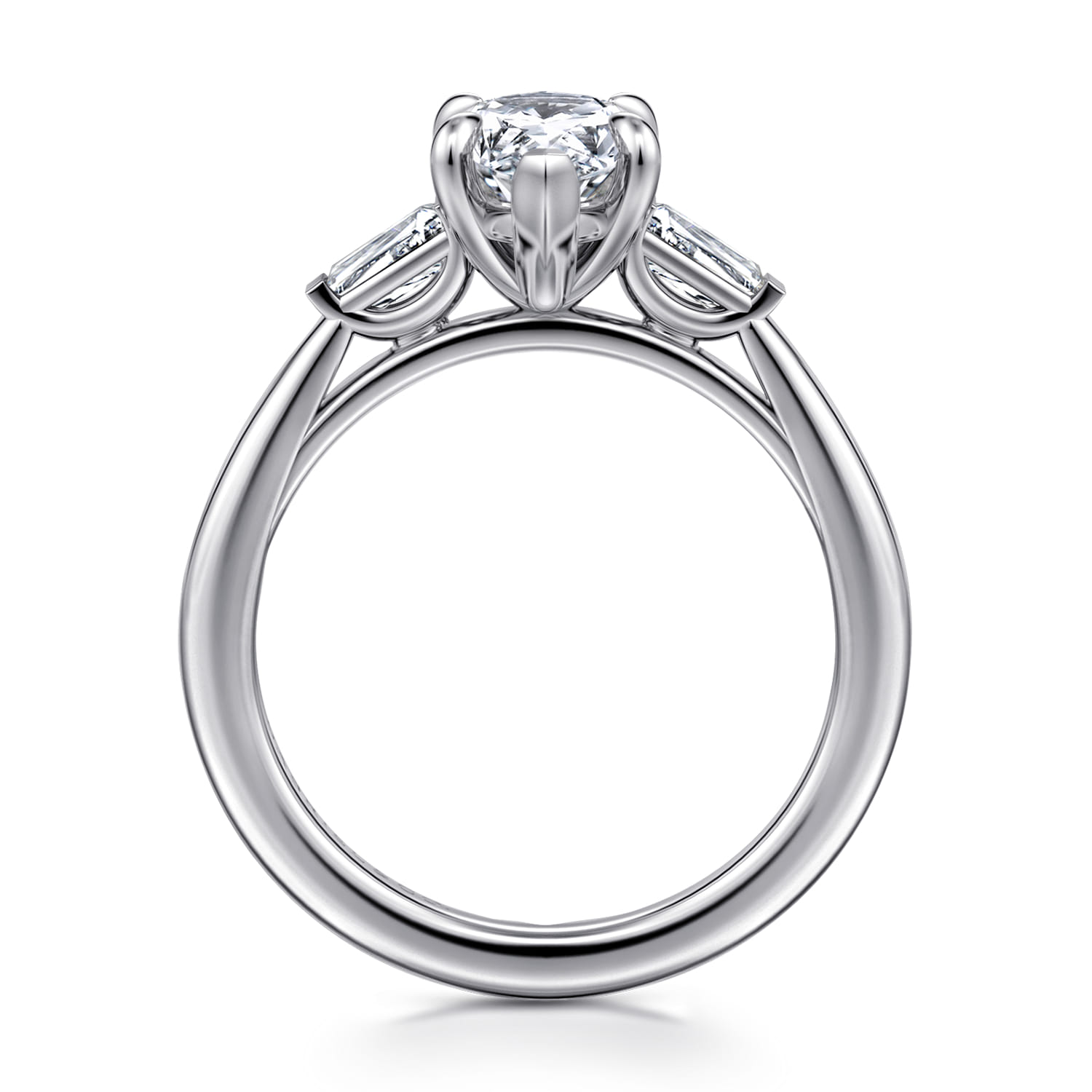 Acacia - 14K White Gold Marquise Shape Three Stone Diamond Engagement Ring - 0.3 ct - Shot 2