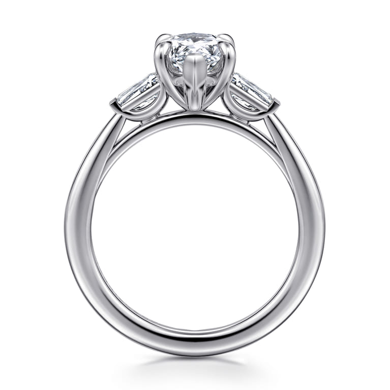 Acacia - 14K White Gold Marquise Shape Three Stone Diamond Engagement Ring - 0.3 ct - Shot 2