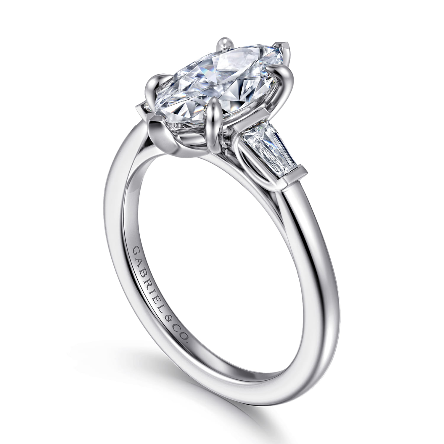 Acacia - 14K White Gold Marquise Shape Three Stone Diamond Engagement Ring - 0.3 ct - Shot 3
