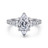 Abina - 14K White Gold Marquise Shape Three Stone Diamond Engagement Ring - 0.75 ct