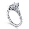 Abina - 14K White Gold Marquise Shape Three Stone Diamond Engagement Ring - 0.75 ct
