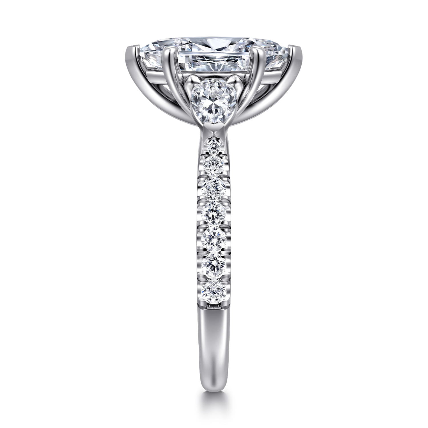 Abina - 14K White Gold Marquise Shape Three Stone Diamond Engagement Ring - 0.75 ct - Shot 4
