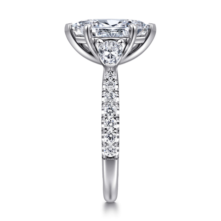 Abina - 14K White Gold Marquise Shape Three Stone Diamond Engagement Ring - 0.75 ct - Shot 4