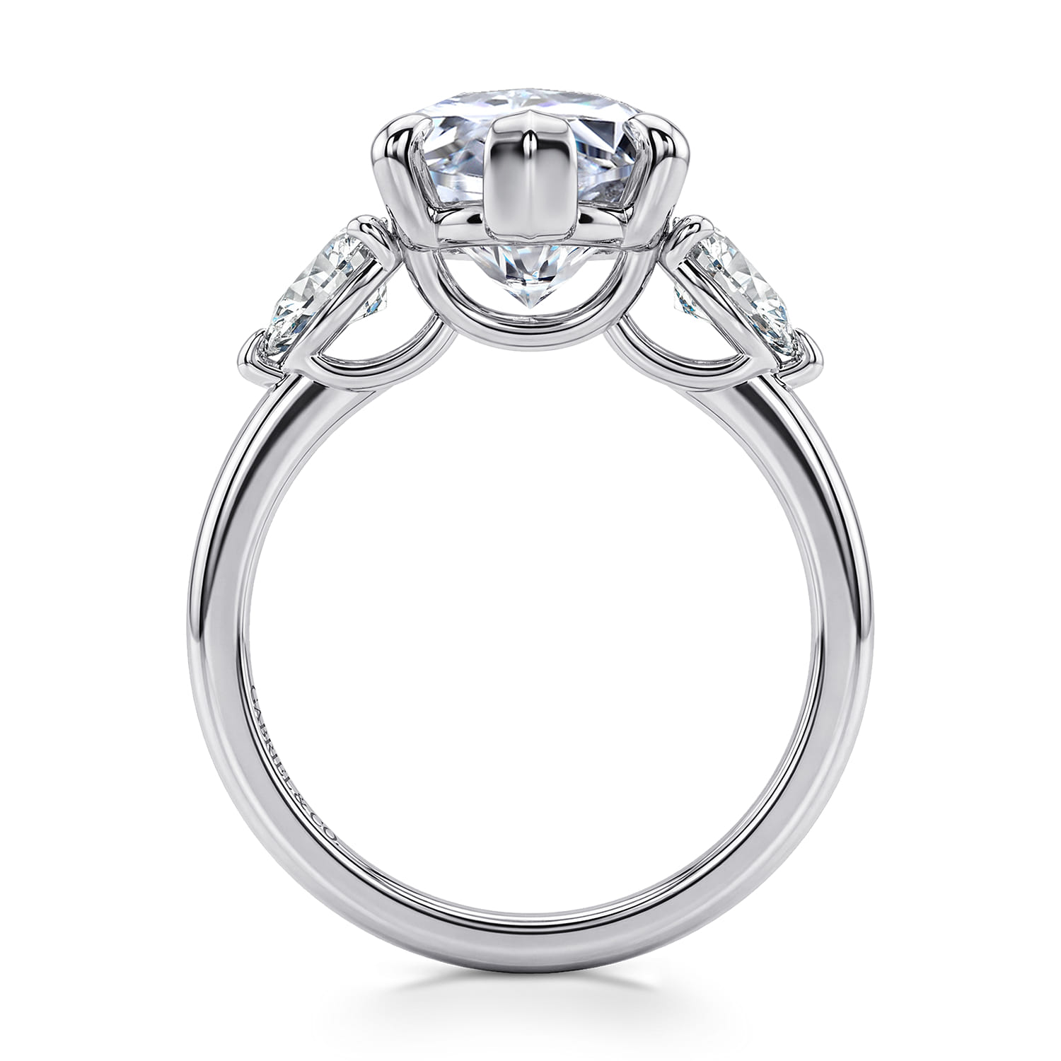 Adalia - 14K White Gold Marquise Shape Three Stone Diamond Engagement Ring - 0.6 ct - Shot 2