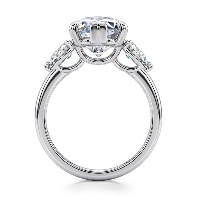 Adalia - 14K White Gold Marquise Shape Three Stone Diamond Engagement Ring - 0.6 ct - Shot 2