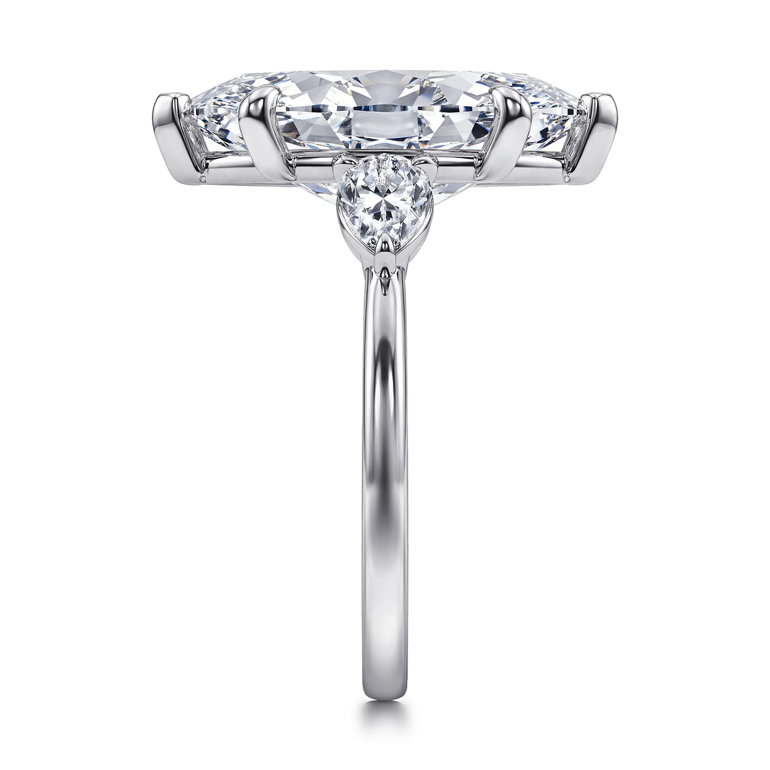 Adalia - 14K White Gold Marquise Shape Three Stone Diamond Engagement Ring - 0.6 ct - Shot 4