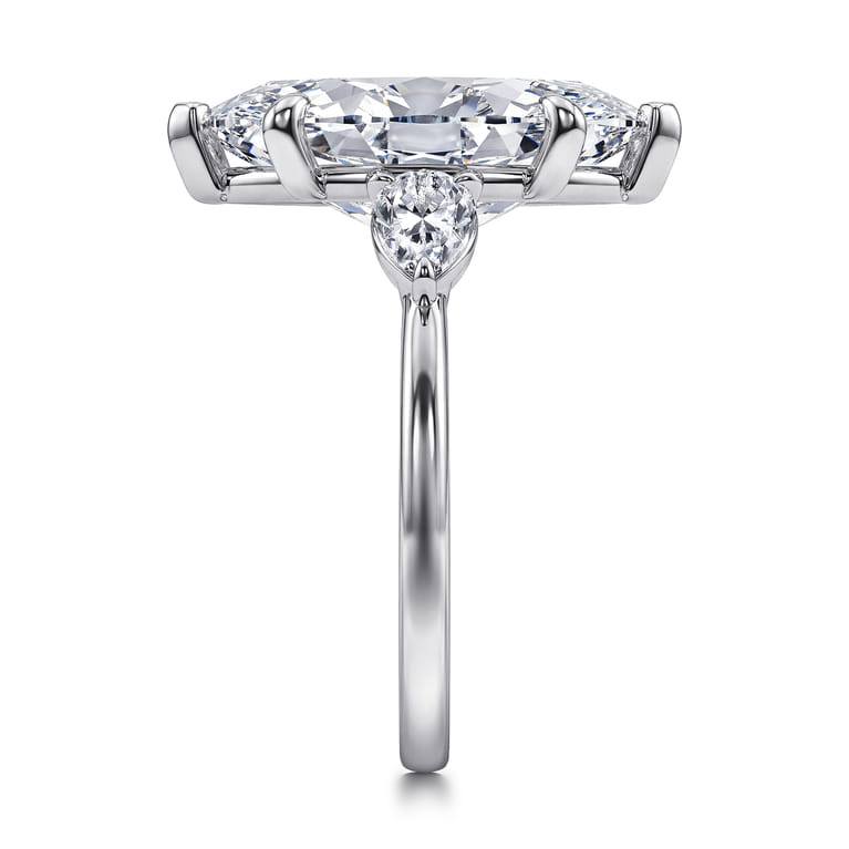 Adalia - 14K White Gold Marquise Shape Three Stone Diamond Engagement Ring - 0.6 ct - Shot 4