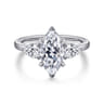 Adalia - 14K White Gold Marquise Shape Three Stone Diamond Engagement Ring - 0.6 ct