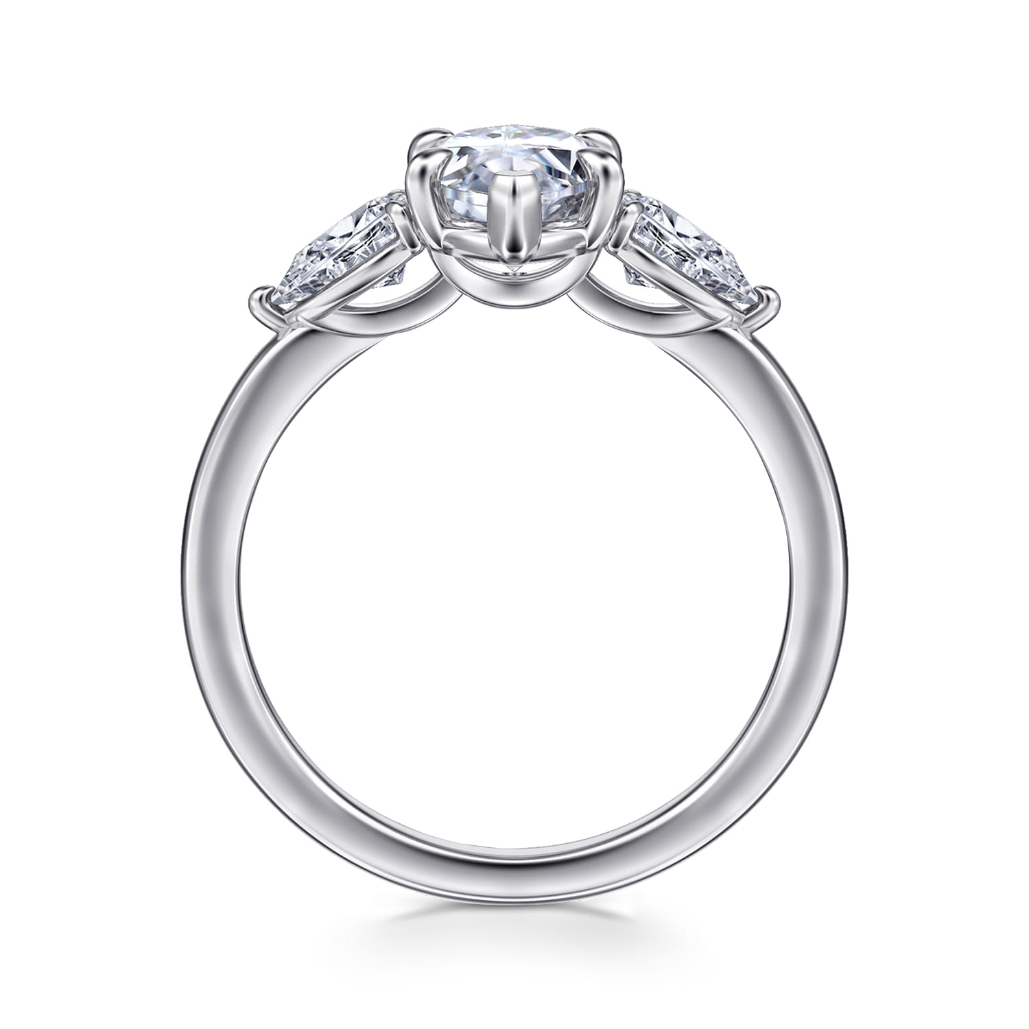 Adalia - 14K White Gold Marquise Shape Three Stone Diamond Engagement Ring - 0.6 ct - Shot 2