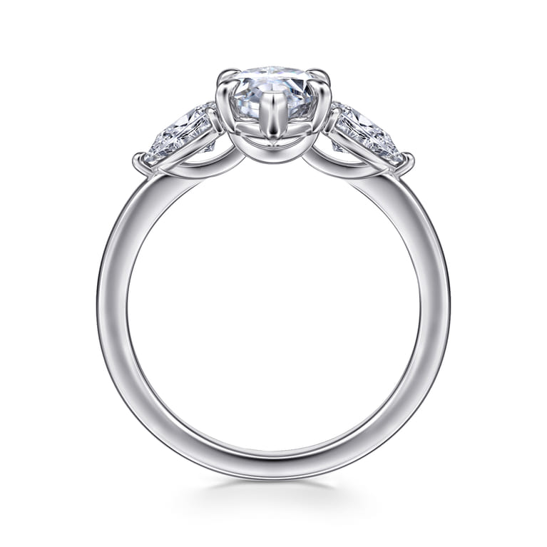 Adalia - 14K White Gold Marquise Shape Three Stone Diamond Engagement Ring - 0.6 ct - Shot 2