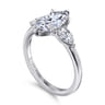 Adalia - 14K White Gold Marquise Shape Three Stone Diamond Engagement Ring - 0.6 ct
