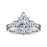 Adalia - 14K White Gold Marquise Shape Three Stone Diamond Engagement Ring - 0.6 ct